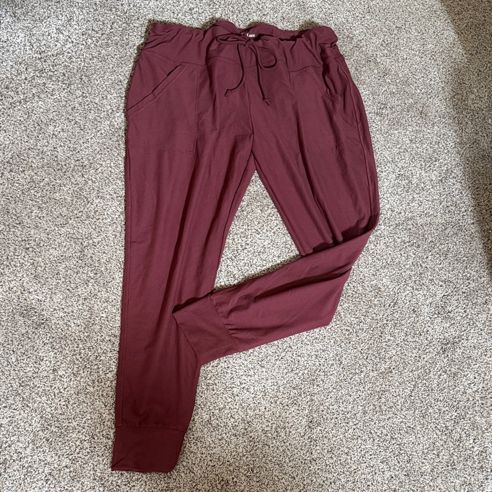 Grace & Lace Women’s Drawstring Joggers - Burgundy Wine